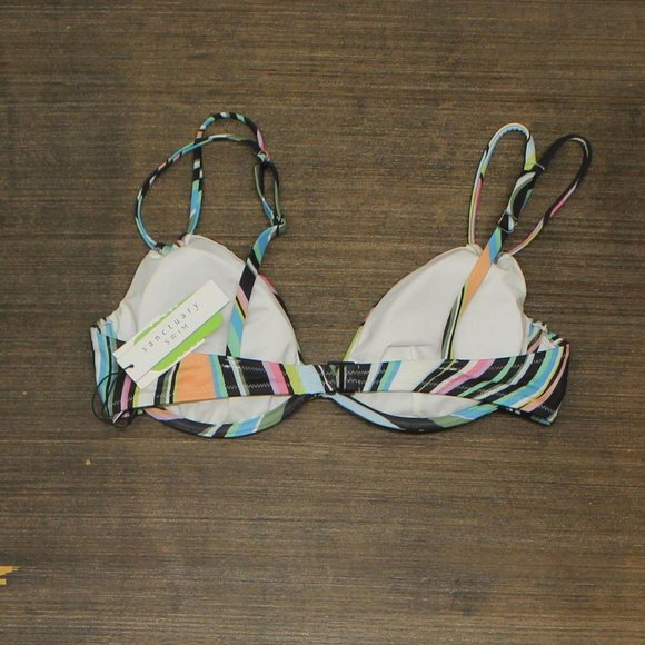 NWT Sanctuary Wavy Double-Strap Bikini Top SAWB22304-980 L Multicolor - Picture 4 of 5